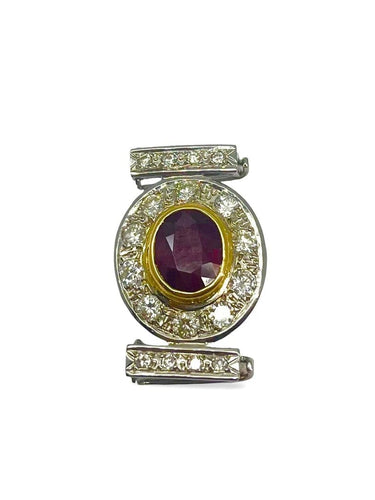 Broche Broche en or blanc 18K avec rubis 2,5 ct et diamants 1 ct 58 Facettes 47101