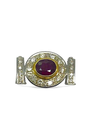 Broche Broche en or blanc 18K avec rubis 2,5 ct et diamants 1 ct 58 Facettes 47101