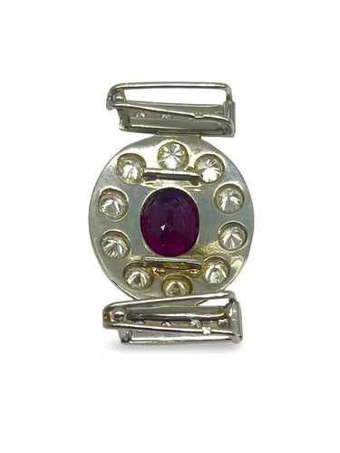 Broche Broche en or blanc 18K avec rubis 2,5 ct et diamants 1 ct 58 Facettes 47101