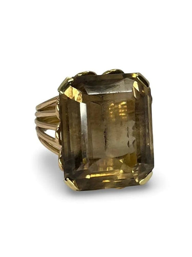 Bague 53 Bague en or rose 18K sertie d’un quartz fumé 20 ct 58 Facettes 00073501