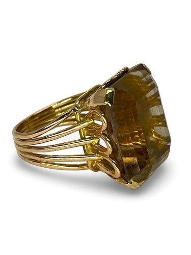 Bague 53 Bague en or rose 18K sertie d’un quartz fumé 20 ct 58 Facettes 00073501