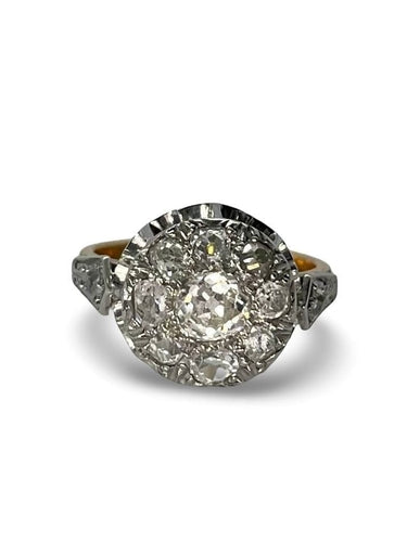 Bague 50 Bague vintage en or jaune 18K, platine et diamants 1,1 ct 58 Facettes 00070401
