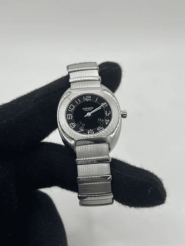 Montre Hermès Espace - Montre en acier, cadran noir, 32 mm 58 Facettes