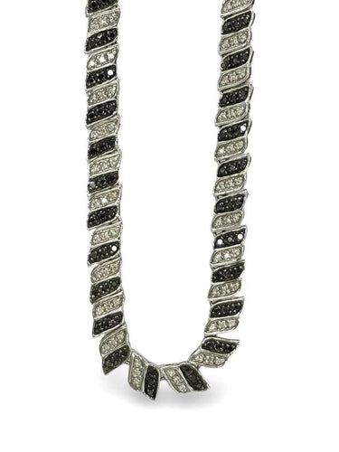 Collier Collier en or blanc 18K serti de diamants incolores et noirs 2 ct 58 Facettes 1113