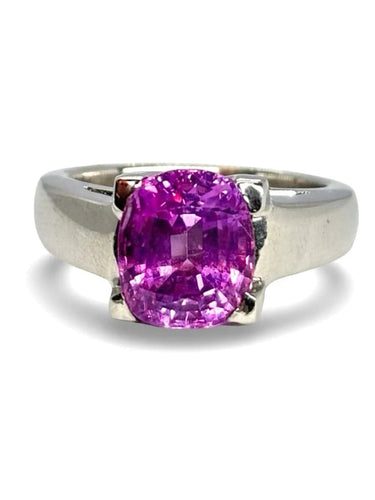 Bague 51 Bague en or blanc 18K sertie d’un saphir rose 3 ct 58 Facettes 416