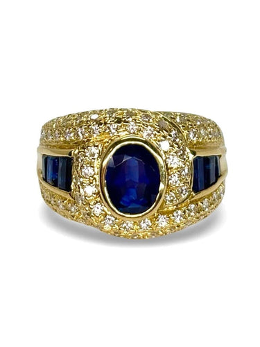 Bague 53 Bague en or jaune 18K avec saphirs et diamants 58 Facettes 1203