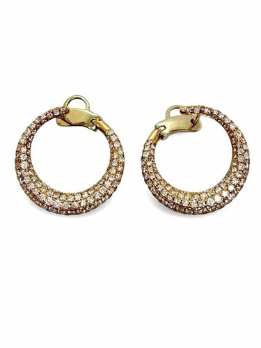 Boucles d'oreilles Boucles d'oreilles en or rose 18K serties de diamants 1,2 ct 58 Facettes