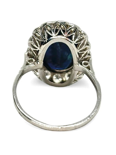Bague 53 Bague en platine 950 avec saphir 4 ct et diamants 0,50 ct 58 Facettes 1290