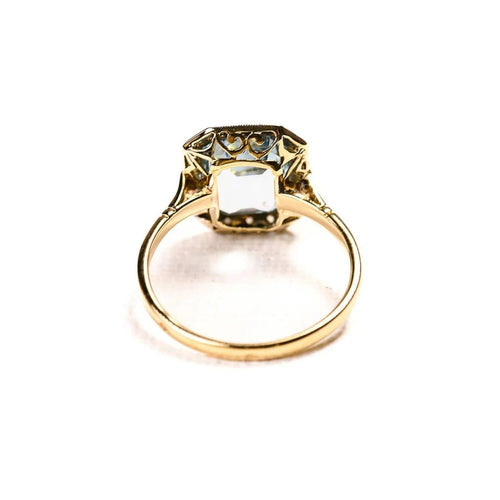 Bague 51.5 Bague ancienne - Topaze bleue et diamants en or rose 58 Facettes LMB-330