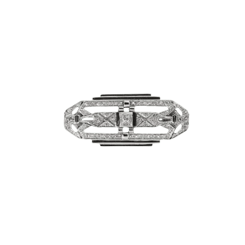 Broche Art déco - Broche géométrique en or blanc et diamants 58 Facettes LMB-26
