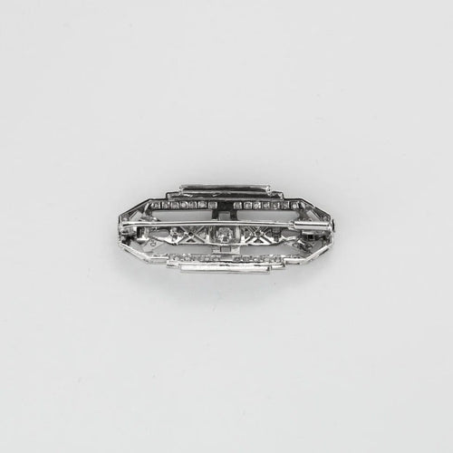 Broche Art déco - Broche géométrique en or blanc et diamants 58 Facettes LMB-26
