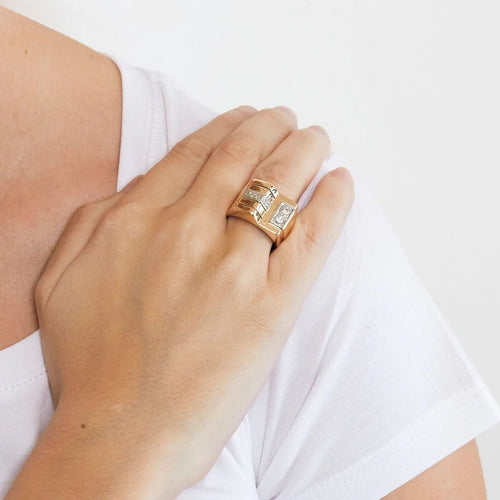Ringa Tank gult guld Platina och diamanter