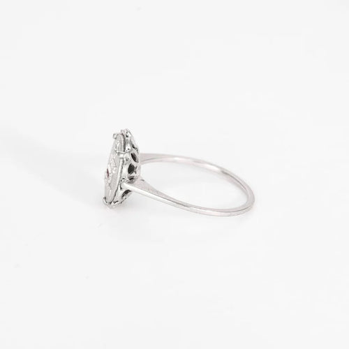 Bague 54 Augis - Bague vintage Médaille d’amour en or blanc, rubis et diamant 58 Facettes