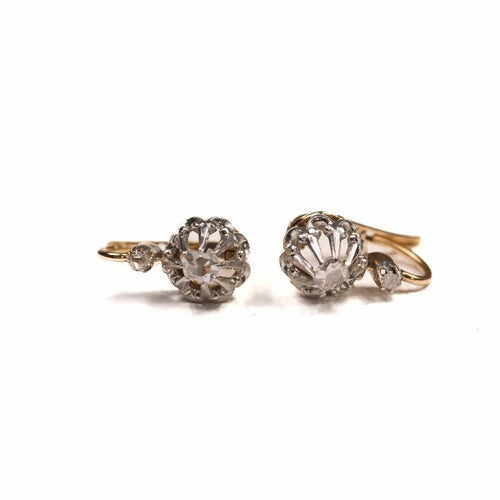 Boucles d'oreilles Boucles d'oreilles dormeuses en or rose et diamants taille rose 58 Facettes