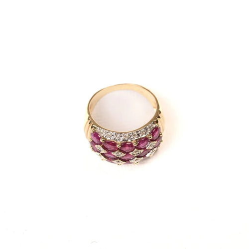 Bague 52 Bague bandeau pavée de rubis et diamants en or jaune 18K 58 Facettes 269