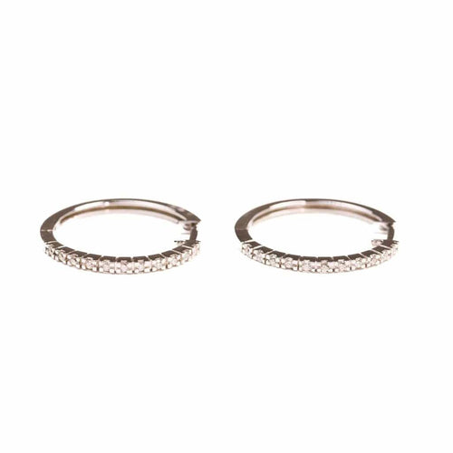 Boucles d'oreilles Boucles d’oreilles créoles en or blanc 18K et diamants 58 Facettes