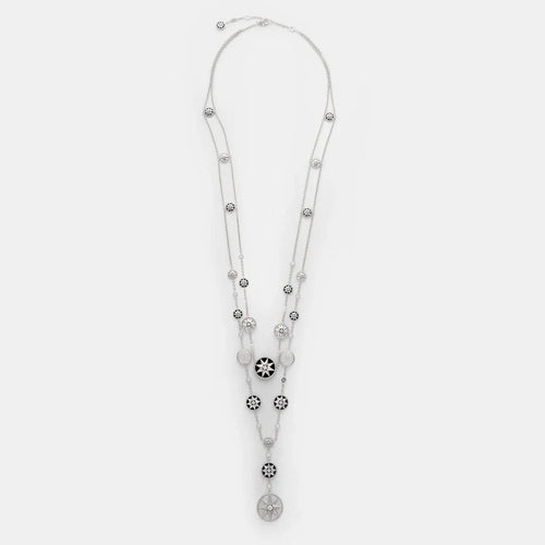 Collier DIOR - Sautoir Rose des Vents en or blanc, nacre, onyx et diamants 58 Facettes
