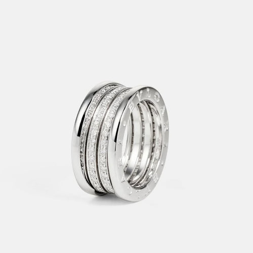 Bague 54 Bvlgari B.Zero1 - Bague en or blanc 18k et diamants 58 Facettes