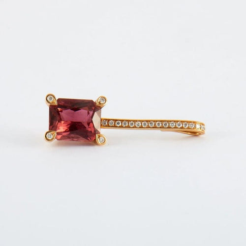 Pendentif Pendentif tourmaline rose en or jaune 18k et diamant 58 Facettes 2.157
