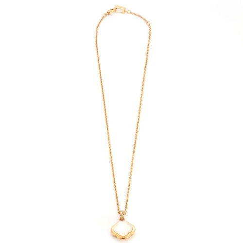 Collier Collier trèfle en or rose 18k avec quartz rose et diamants 58 Facettes 002.689