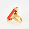Bague 55 Bague style Art déco en or jaune 18k, corail, diamants et saphirs 58 Facettes Mac 31