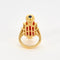 Bague 55 Bague style Art déco en or jaune 18k, corail, diamants et saphirs 58 Facettes Mac 31