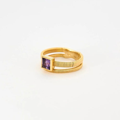 Bague 53 Bague double jonc en or jaune 18k sertie d’une améthyste 58 Facettes M9034
