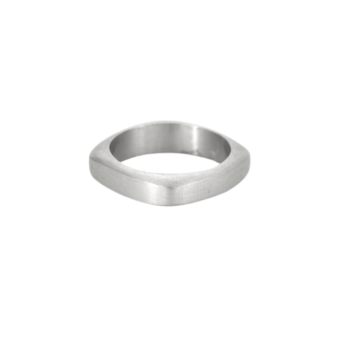 Bague 60 Bague carrée en or blanc brossé 18k 58 Facettes M8872