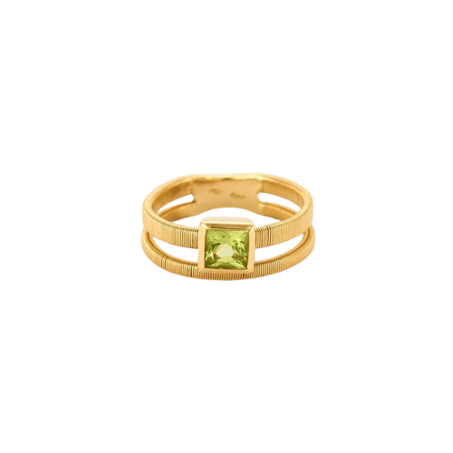 Bague 54 Bague double jonc en or jaune 18k avec péridot 58 Facettes C31C