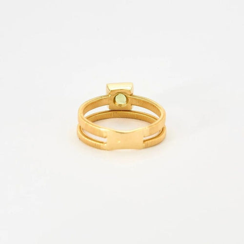 Bague 54 Bague double jonc en or jaune 18k avec péridot 58 Facettes C31C