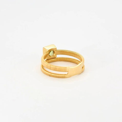 Bague 54 Bague double jonc en or jaune 18k avec péridot 58 Facettes C31C