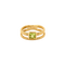 Bague 54 Bague double jonc en or jaune 18k avec péridot 58 Facettes C31C