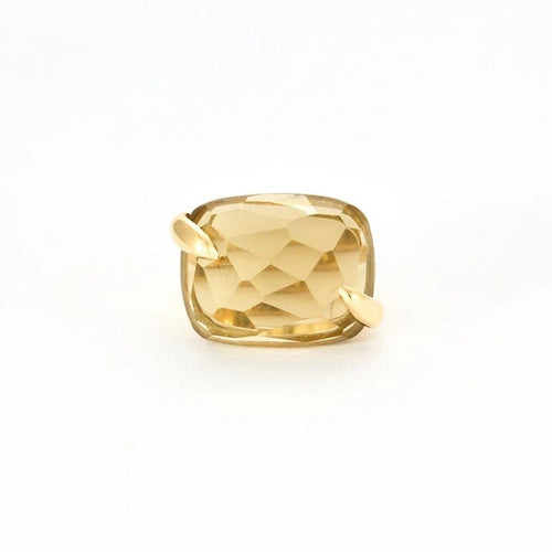 Bague 53 Bague en or jaune 18k sertie d’une citrine fumée 58 Facettes M8888