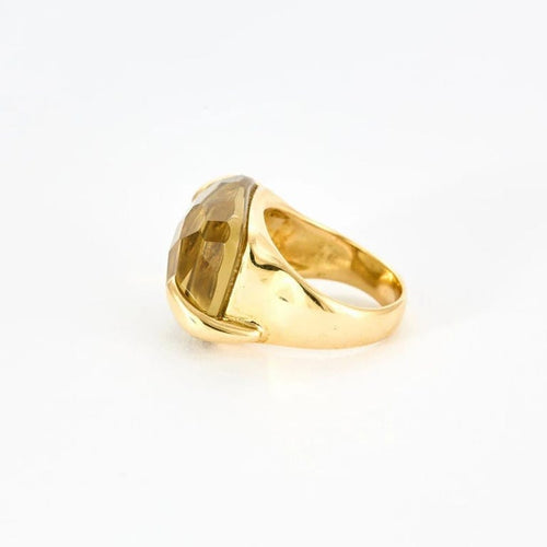 Bague 53 Bague en or jaune 18k sertie d’une citrine fumée 58 Facettes M8888