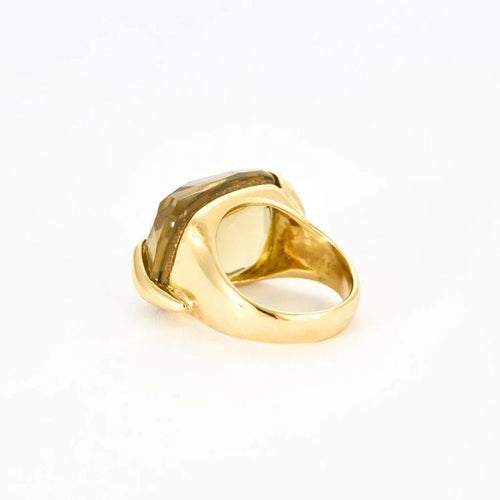 Bague 53 Bague en or jaune 18k sertie d’une citrine fumée 58 Facettes M8888