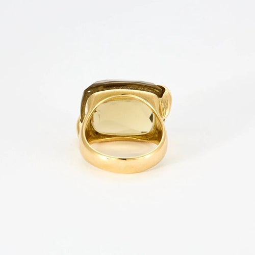 Bague 53 Bague en or jaune 18k sertie d’une citrine fumée 58 Facettes M8888