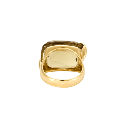 Bague 53 Bague en or jaune 18k sertie d’une citrine fumée 58 Facettes M8888