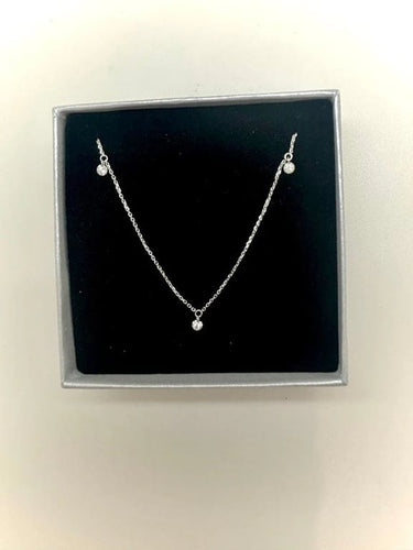 Collier La Brune et la Blonde 360° - Collier en or blanc 18K et 3 diamants 58 Facettes M8927