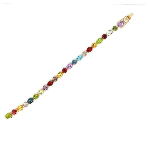 Bracelet Bracelet articulé en or jaune 18 carats et pierres multicolores 58 Facettes