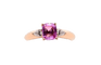 Bague 53 Bague en or rose 18 carats avec saphir rose et deux diamants 58 Facettes