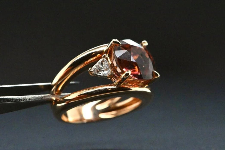 Bague 53 Bague en or rose 18 carats avec tourmaline rose et diamants Troïda 58 Facettes