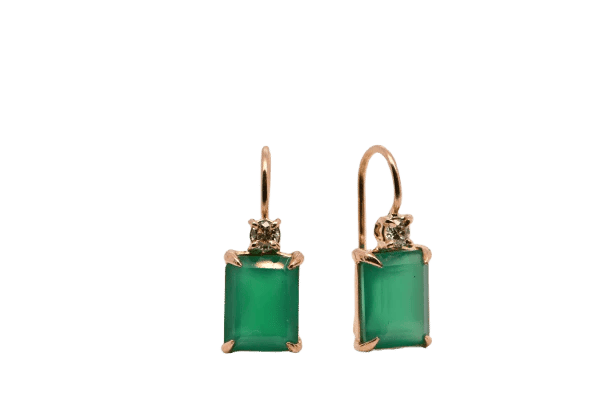 Boucles d'oreilles Boucles d’oreilles en or jaune 18 carats, onyx vert et diamants 0,12 ct 58 Facettes