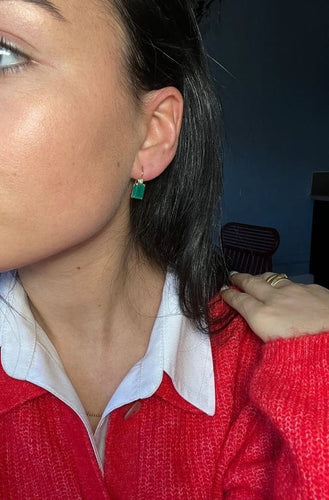 Boucles d'oreilles Boucles d’oreilles en or jaune 18 carats, onyx vert et diamants 0,12 ct 58 Facettes