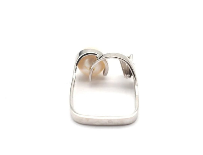 Bague 49 Bague en or blanc 750 millièmes avec diamant et perle 58 Facettes