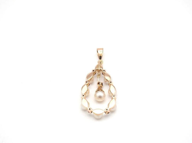 Pendentif Pendentif ancien en or jaune 750 avec perles et grenats 58 Facettes