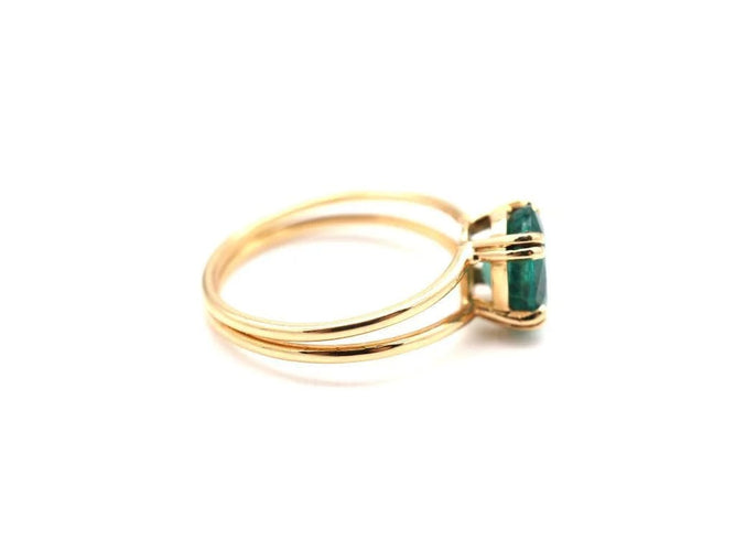 Bague 57 Bague en or jaune 750 avec émeraude 58 Facettes