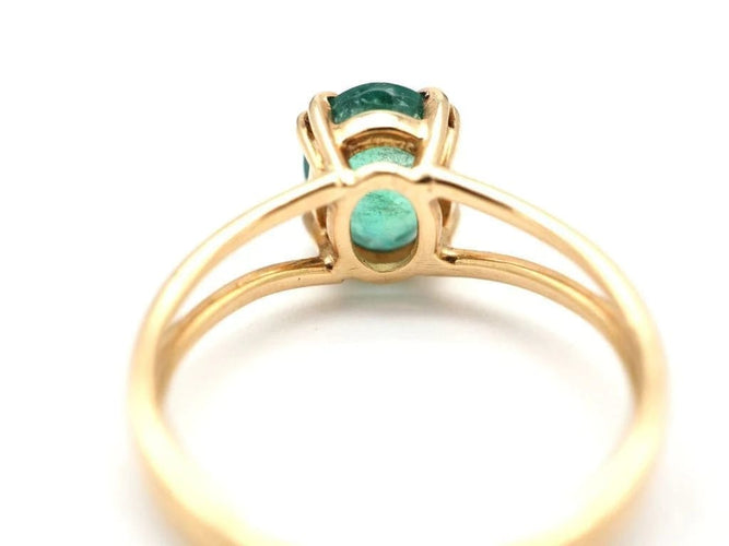 Bague 57 Bague en or jaune 750 avec émeraude 58 Facettes