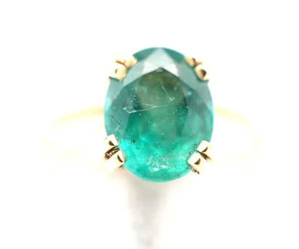 Bague 57 Bague en or jaune 750 avec émeraude 58 Facettes