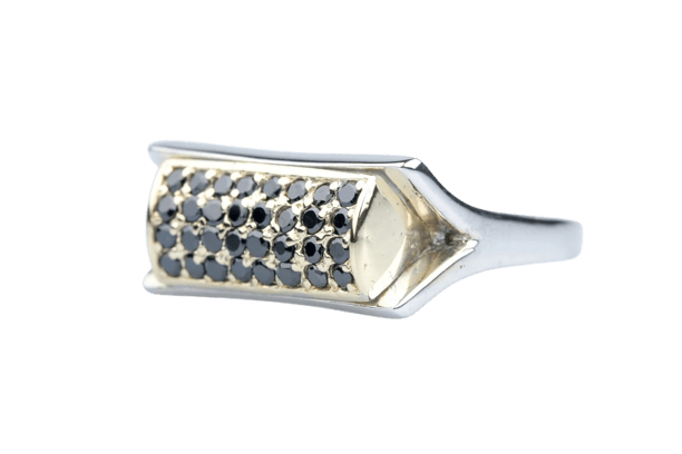 Bague 59 Bague diamants noirs 0,64 ct en or jaune et blanc 18K 58 Facettes BGDNCC1385-107
