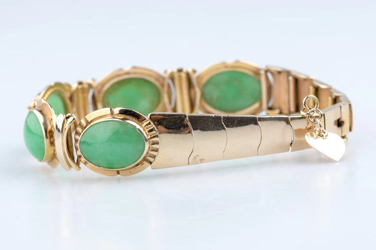 Bracelet Bracelet vintage en or jaune 14K et jade 58 Facettes BRJAD14KC631-107